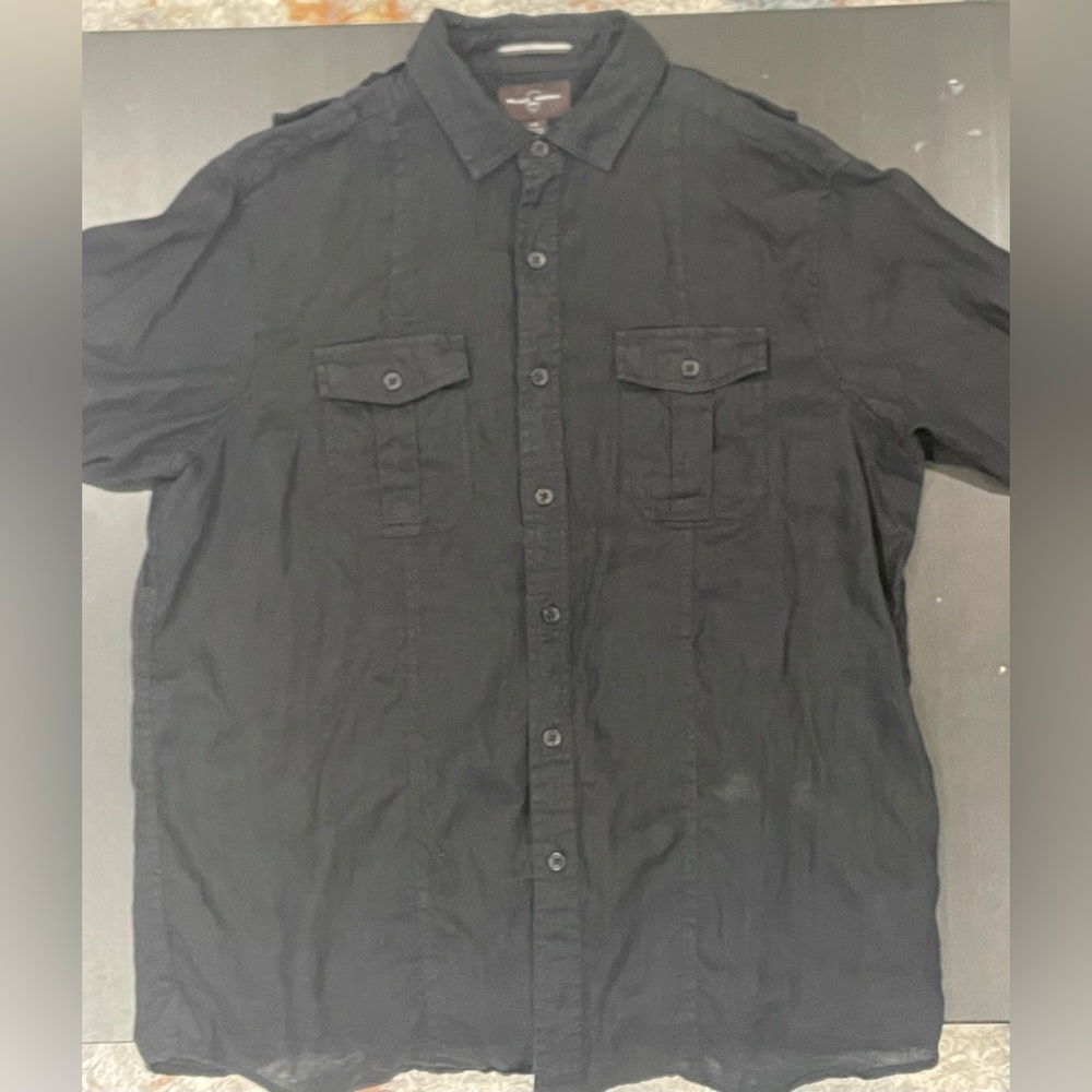 Black Brown 1826 100% Linen Buttondown *Excellent Cond*. Sz L